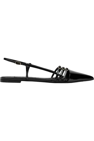 Dolce & Gabbana Sko, Dame, Sort, 37 1/2 EU, Læder, Sort Patentlæder Slingback Flats