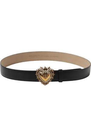 Dolce & Gabbana Tilbehør, Dame, Sort, 85 CM, Læder, Sort Heart Buckle Læderbælte