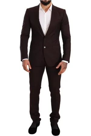 Dolce & Gabbana Jakkesæt, Herre, Rød, S, Uld, Bordeaux Stribet Martini Suit