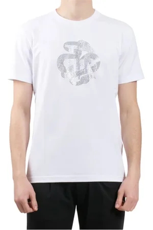 John Richmond Top, Herre, Hvid, M, Sort kortærmet T-shirt med slange