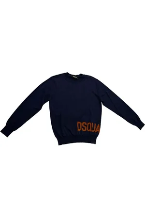 Dsquared2 Strik, Herre, Blå, 2XL, Uld, Stilfuld Pullover Sweater til Mænd