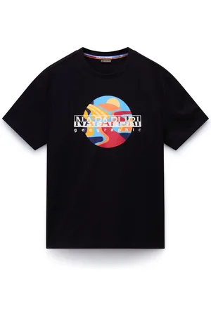 Napapijri Top, Herre, Sort, L, Bomuld, Kortærmet Grafisk T-shirt Valdor