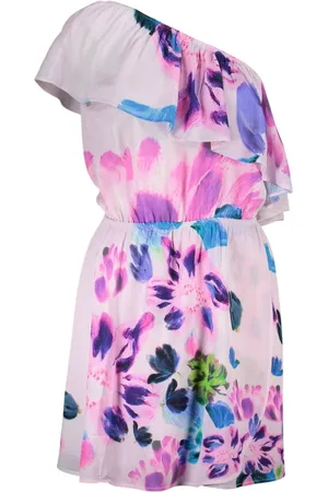 Desigual Kjole, Dame, Flerfarvet, M, Uld, Kort en-skulder pink kjole