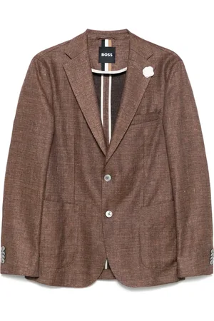 HUGO BOSS Jakke, Herre, Brun, M, Linned, Blandet Linnedjakke 2 Knapper Lommer