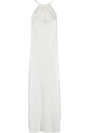 ANTONELLI Kjole, Dame, Hvid, S, Satin, Hvid Silke Halter Kjole
