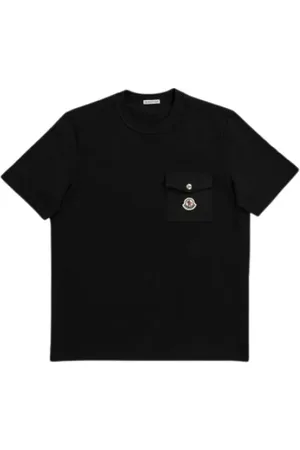 Moncler Top, Herre, Sort, S, Bomuld, Sort Bomuld Jersey T-shirt med Lomme
