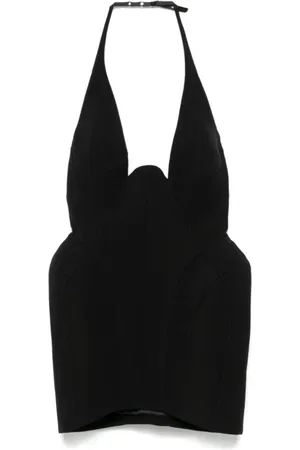 MUGLER Kjole, Dame, Sort, M, Sort Skulpturel Minikjole