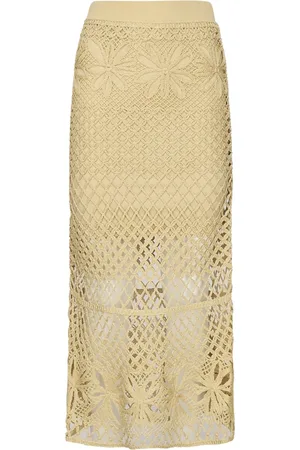 Pinko Nederdel, Dame, Gul, 2XS, Gul Hæklet Mesh Nederdel