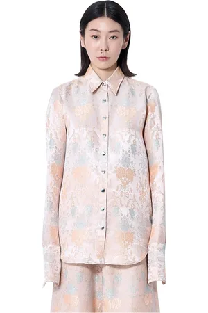 DRIES VAN NOTEN Bluser & Skjorter, Dame, Lyserød, S, Blomstret Jacquard Skjorte