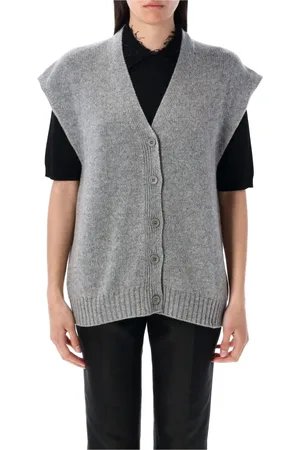 Fabiana Filippi Strik, Dame, Grå, 2XS, Kashmir Ærmeløs Cardigan Grå Strikvarer