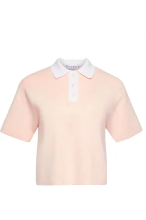 J.W.Anderson Top, Dame, Lyserød, S, Bomuld, Polo Shirt med knaplukning