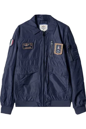Aeronautica Militare Jakke, Herre, Blå, 2XL, Blå Pilotjakke med ikoniske patches