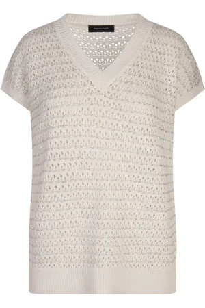 Fabiana Filippi Strik, Dame, Hvid, S, Bomuld, Hvid Bomuldsblanding Polyester Sweater