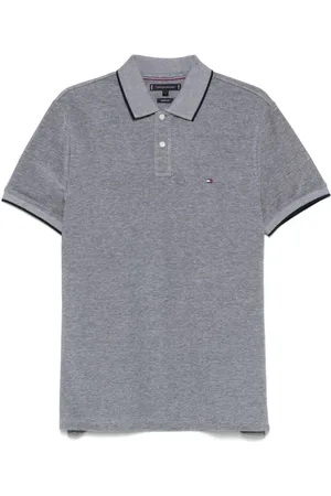Tommy Hilfiger Top, Herre, Blå, L, Blå Polo Skjorte med Logo Patch