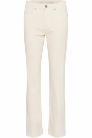 My Essential Wardrobe Bukser, Dame, , W32 L32, Hamp, Høj Straight Slit Bukser Champagne