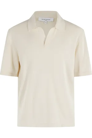 Maison Kitsuné Top, Herre, Hvid, S, Bomuld, Vanilla Strikket Polo Skjorte