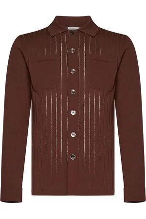 Malo Strik, Herre, Brun, L, Bomuld, Brun Sweater med Frontknap Placket