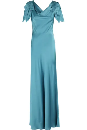 Alberta Ferretti Kjole, Dame, Blå, XS, Satin, Blå Satin Laser-Cut Kjole