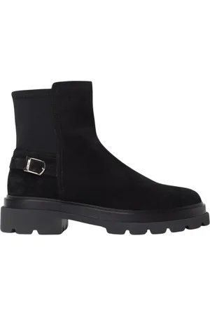 santoni Sko, Dame, Sort, 40 EU, Uld, Sorte Ruskind Ankelstøvler med Spænde