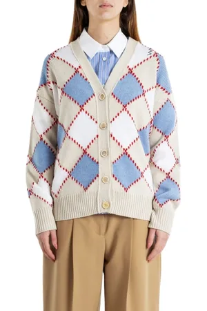 Marni Strik, Dame, Flerfarvet, M, Uld, Argyle uld cardigan i pastelfarver