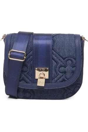 V°73 Taske, Dame, Blå, ONE SIZE, Uld, Denim Iris Skuldertaske med Klap