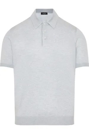 Gran Sasso Top, Herre, Grå, L, Luksus Silke Polo Skjorte Produceret i Italien