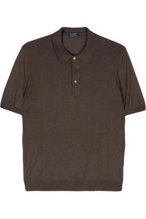 BARBA Top, Herre, Brun, XL, Silke Polo Shirt 100% Fremstillet i Italien