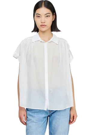 SEMICOUTURE Bluser & Skjorter, Dame, Hvid, XS, Bomuld, Silke og bomuld klassisk krave skjorte