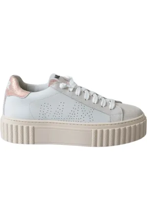 P448 Sko, Dame, Hvid, 36 EU, Læder, Hvide Creeper Sneakers med Rame Detalje