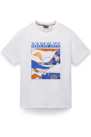 Napapijri Top, Herre, Hvid, L, Bomuld, Kortærmet Grafisk T-shirt Valdor