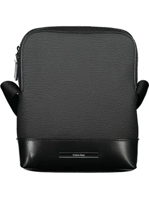 Calvin Klein Taske, Herre, Sort, ONE SIZE, Uld, Sort skuldertaske med kontrastfarver