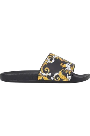 VERSACE Sko, Herre, Flerfarvet, 45 EU, Uld, Guld Barok Print Sandaler