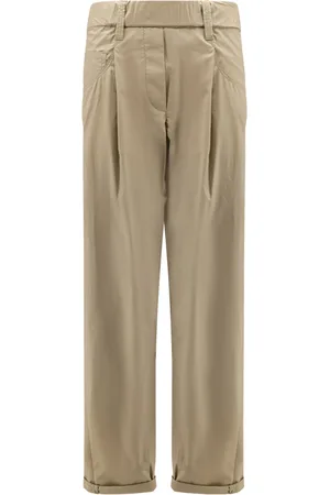 Brunello Cucinelli Bukser, Dame, Grøn, 2XS, Bomuld, Elastisk talje høj talje bomuldsbukser