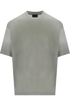 Emporio Armani Top, Herre, Grå, L, Bomuld, Gråt Gradient T-shirt med Ørne Logo