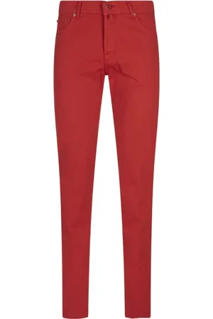Kiton Jeans, Herre, Rød, W33, Bomuld, Rød Bomuld Elastan Jeans
