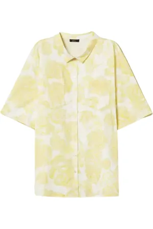 Twin-Set Bluser & Skjorter, Dame, Gul, S, Bomuld, Gul Rose Print Bomuld Skjorte