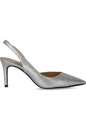 Michael Kors Sko, Dame, Grå, 36 EU, Læder, Sølv Glitter Slingback Pumps
