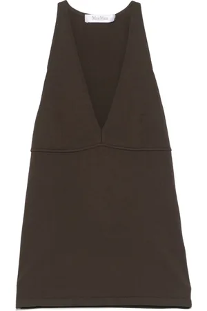 Max Mara Top, Dame, Brun, S, Cederbrun V-udskæring ærmeløs top