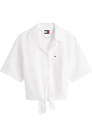 Tommy Hilfiger Bluser & Skjorter, Dame, Hvid, XS, Bomuld, Hvid kortærmet skjorte kvinder