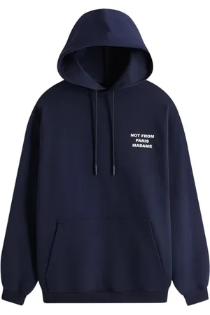 Drôle de Monsieur Sweathshirts & Hoodies, Herre, Blå, XL, Uld, Stilfuld Hoodie Slogan Navy Jakke