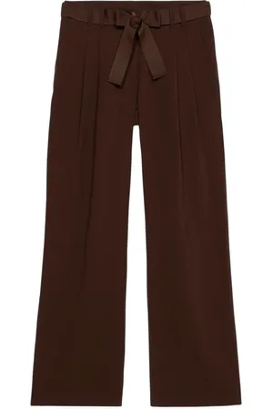 Oltre Bukser, Dame, Brun, 2XL, Polyester, Flowing bukser med bælte