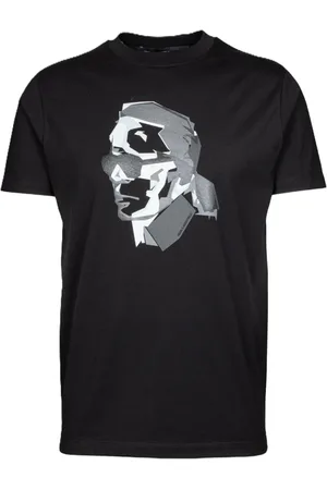 Karl Lagerfeld Top, Herre, Sort, XL, Bomuld, Sort T-shirt med sølvgrå Karl billede