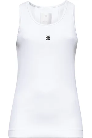 Givenchy Top, Dame, Hvid, S, Bomuld, Hvid Racerback Top med 4G Detalje
