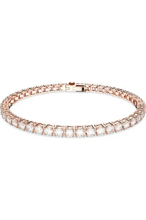 Swarovski Tilbehør, Dame, Lyserød, L, Uld, Tennisarmbånd i rosaguld med klare krystaller