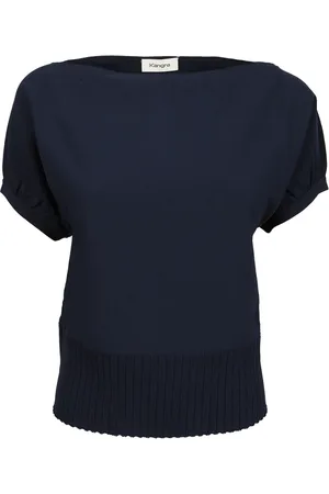 KANGRA CASHMERE Strik, Dame, Blå, S, Polyester, Blå Puffærme Top i Viskose