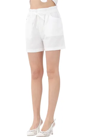 Tommy Hilfiger Shorts, Dame, Hvid, XS, Linned, Hvide hørstrandshorts med snøreliv