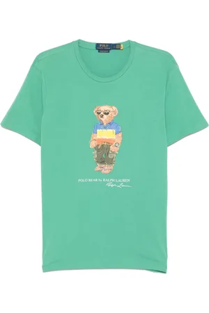 Ralph Lauren Top, Herre, Grøn, XL, Bomuld, Grøn Bear Crewneck T-shirt