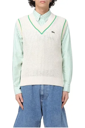 Lacoste Strik, Herre, Hvid, M, Bomuld, Klassisk V-hals sweater vest