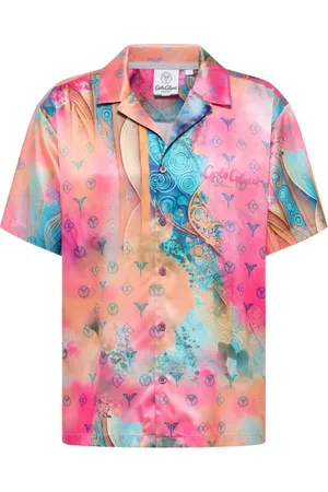 Carlo Colucci Skjorte, Herre, Lyserød, 2XL, Ornament Strik Oversize Skjorte