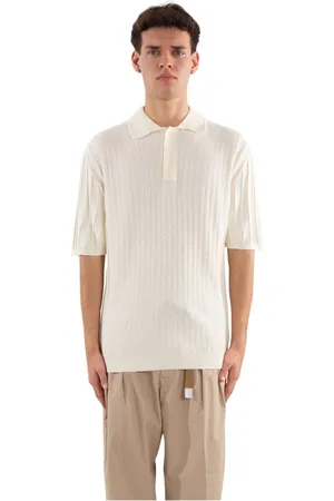 Daniele Fiesoli Top, Herre, Hvid, XL, Tekstureret Strikket Polo